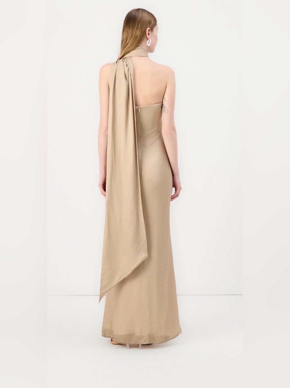 By Malina wedding guest Strapless Beige Floral Column Gown - Picture 4 of 4